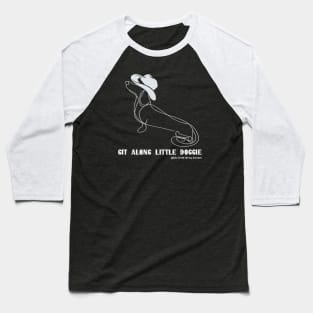 Git A Long Little Doggie (WHITE) Single Line Art Design Baseball T-Shirt